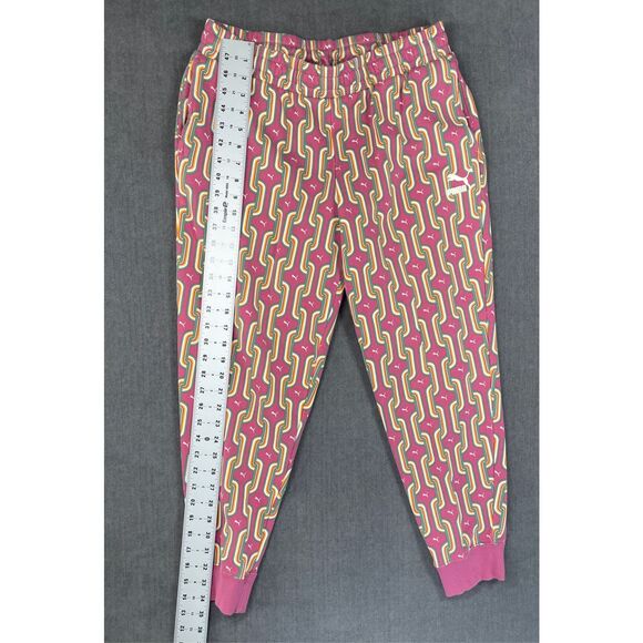 Puma Sweatpants Women L Multicolor Retro Geometric Lounge Joggers Athleisure - Picture 5 of 12